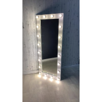 Гримерное зеркало с лампочками белое 180х80 из лдсп премиум