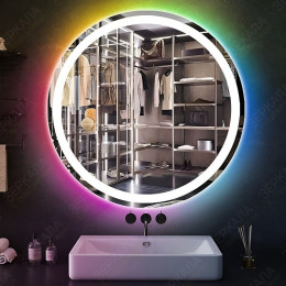 Круглое зеркало в ванную комнату с цветной подсветкой Латина RGB 85 см